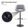 Set of 2 Grey Faux Leather Bar Stools Swivel Gas Lift Foot Rest Pub Chair Modern