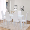 Modern White Glass Dining Table with 6 Faux Leather Chairs Living Room Kitchen