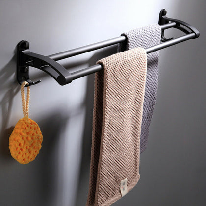 Wall Mounted Towel Rail Bar Holder Shelf Bathroom Storage Rack Stand Hanger Tool
