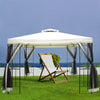 3x3m Steel Gazebo Garden Outdoor 2-tier Roof Marquee Party Tent w/ Storage Shelf