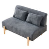 Grey Linen Fabric Sofa Couch 2 Seater Wood legs Living Room Modern with Cushion