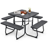 8 person Square Picnic Table Bench SetOutdoor Circular Picnic Table W/4 Benches