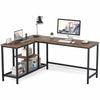 Functional Computer PC Desk with 2 Tier Open Shelves Writing Gaming Workstation