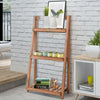 3-Tier Folding Garden Plant Stand Multifunctional Wooden Flower Display Shelves