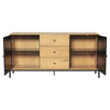 Console Wood Sideboard Cabinet 2 Rattan Door 3 Drawer Media TV Stand Cupboar