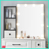 White Modern Dressing Table Mirror Vanity Makeup Desk Stool Set with LED Lights