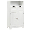 Bathroom Floor Cabinet Wooden Storage Cupboard with Adjustable Shelf & Doors