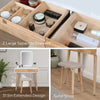 Dressing Table Vanity Set Wood Makeup Desk with 3-Mode LED Light Mirror Stool