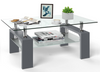 Rectangle Glass Coffee Table With Storage Shelf Modern Living Room Furniture