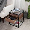 21Inch Accent Tempered Glass End Table Sofa Side Table Storage Raised Metal Legs