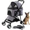 Large Pet Stroller Foldable Dog Cat Travel Carriage with Detachable Carrier Cart