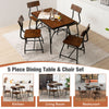 5 Piece Dining Table Set Rectangular Kitchen Table & 4 Chairs for 4 Person Brown