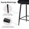 2x Velvet Black Bar Stool Kitchen Counter Breakfast Chair Pub Restaurant Cafe