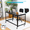 Large Rolling Computer Desk Metal Frame Writing Desk Workstation Lockable Wheels