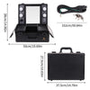 Lockable Makeup Case LED Lighted Table Desk Vanity Mirror 2-Tier Tray Carrying