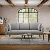 Grey Linen Fabric 3 Seater Sofa Couch Padded Settee w/ Pillows Metal Legs Lounge