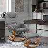 Grey PU Leather Recliner Armchair High Back Swivel Chair Sofa with Footstool Set