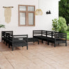 9 Piece Garden Set Black Solid Pinewood T7F1