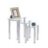 Nest of 3 Clear Tempered Glass Tables Side End Sofa Lamp Corner Table Metal Legs