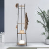Industrial Wood Metal Coat Stand Clothes Bags Hanger Hooks Storage Shelf Stand