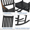 Outdoor Rocking Chair Wooden Frame Porch Chair Garden Balcony Backyard Black