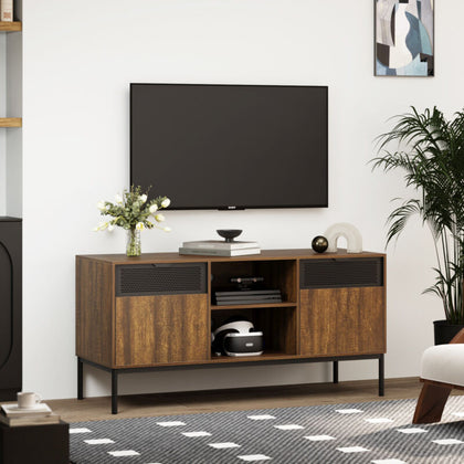 Mondeer Industrial TV Stand Cabinet TV Unit with 2 Hollow Metal Door Panels