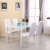 Tempered Glass Dining Table and 4 Chairs Rectangle Kitchen Set Midern White Kit