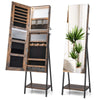2-in-1 Jewelry Cabinet Jewelry Armoire Organizer w/ Full-Length Mirror and LED