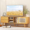 Bamboo TV Stand for TVs up to 65’’ Modern TV Cabinet Console Table w/ 2 Drawers