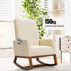 Modern Rocking Chair Upholstered Fabric Armchair Linen Padded Seat Rocker Chair