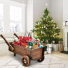 Garden Decorative Wagon Planter Box Wooden Wagon Cart Plant Stand with Wheels