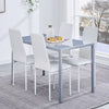 4pcs White Faux Leather High Back Dining Chairs Metal Legs Dining Room Kitchen