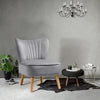 Occasional Armchair Velvet Upholstered Shell Back Accent Chair Seat Wooden Legs