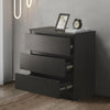 Black 3 Drawers Cabinet Chest of Drawers Side End Table Wood Living Room Modern