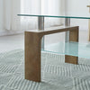 Tempered Glass Coffee Table Shelf Rectangle Livingroom Wood effect Legs