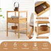 Bamboo Nightstand Bedside Table Modern Side Table Storage Cabinet w/Drawer