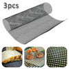 3PC BBQ Grill Mesh Non-Stick Mat Reusable Teflon Sheet Resistant Barbecue Meat