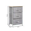 Fabric 3 Chest Of Drawer Grey Side Table Storage Cabinet Unit Organiser Bedroom