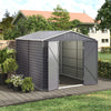 8X8.5FT Grey Metal Shed Garden Shed with Lockable Double Door & Air Vents Window