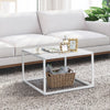 Modern Square Leisure Coffee Table Sofa Side End Table with Faux Marble Tabletop