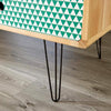 Brown Coffee Table Green Storage Drawer Open Shelf Black Metal Hairpin Legs