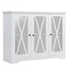 Freestanding Wooden Buffet Cabinet Storage Sideboard Cupboard GlassDoors & Shelf