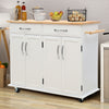 Mobile Kitchen Island Cupboard Wooden Storage Serving Trolley Cart with Wheels