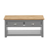 Modern 2 Drawers Coffee Tea Side Low Table Shelf Storage Grey Oak Living Room