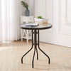 Tempered Glass Top Table Metal Frame Garden Outdoor Indoor Patio Bistro Brown