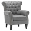 Linen Chesterfield Armchair Rhombic Fabric Upholstered Living Room Lounge Chair