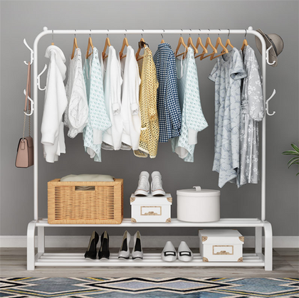 Heavy Duty Clothes Rail with Shelves 5ft Floored Clothing Hanger Garment Rack UK