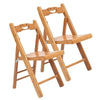 2pcs Natural Bamboo Wooden Folding Chair Indoor Outdoor Slated Dining Patio Seat