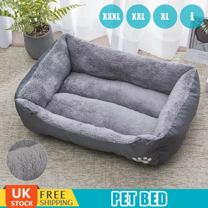 Grey Pet Dog Bed Puppy Cushion House Soft Warm Kennel Blanket Waterproof Nest