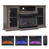 Electric Fireplace with TV Stand Glass Cabinet 3 LED Flame Effect Remote Control